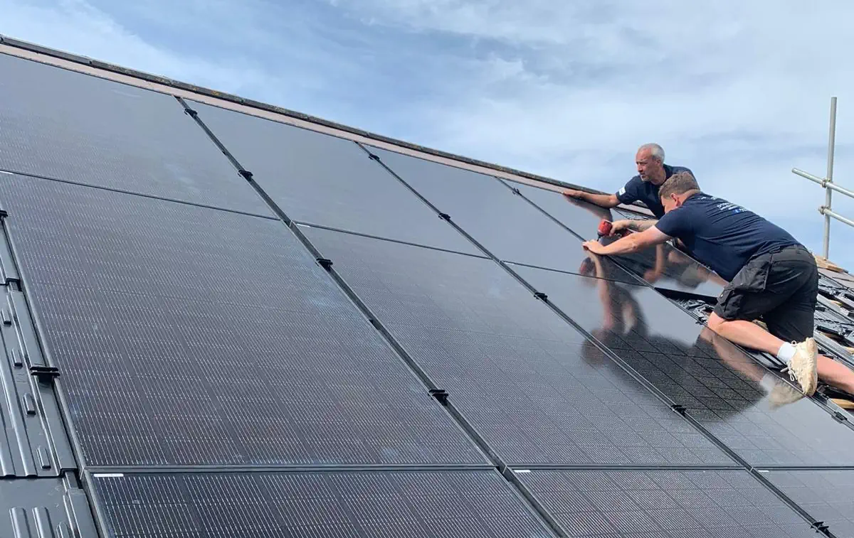 Solar panels being installed by Cre8 Zero